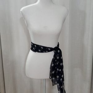 Blue and white polkadot scarf